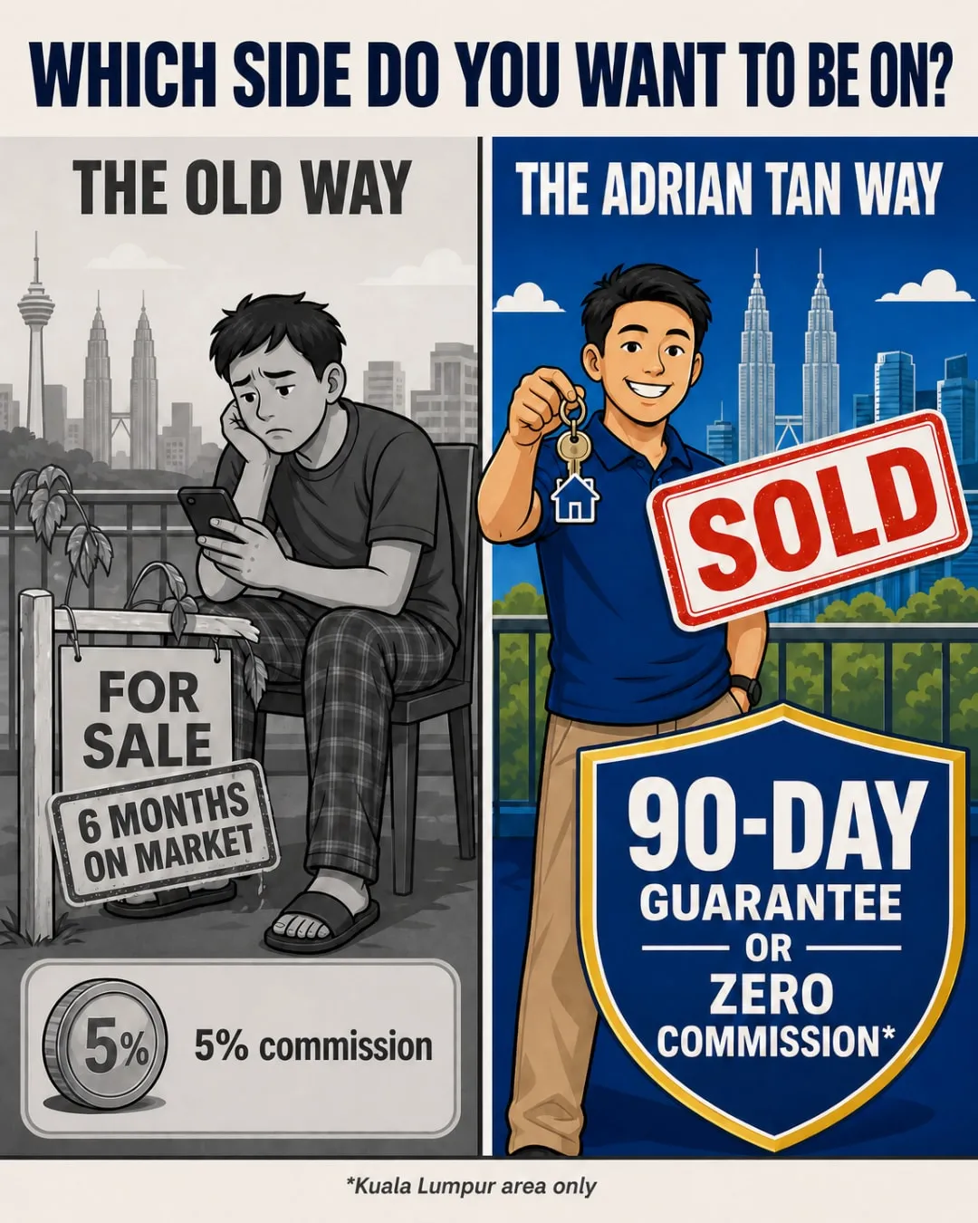 The old way vs the Adrian Tan way: which side are you on?, Instagram post