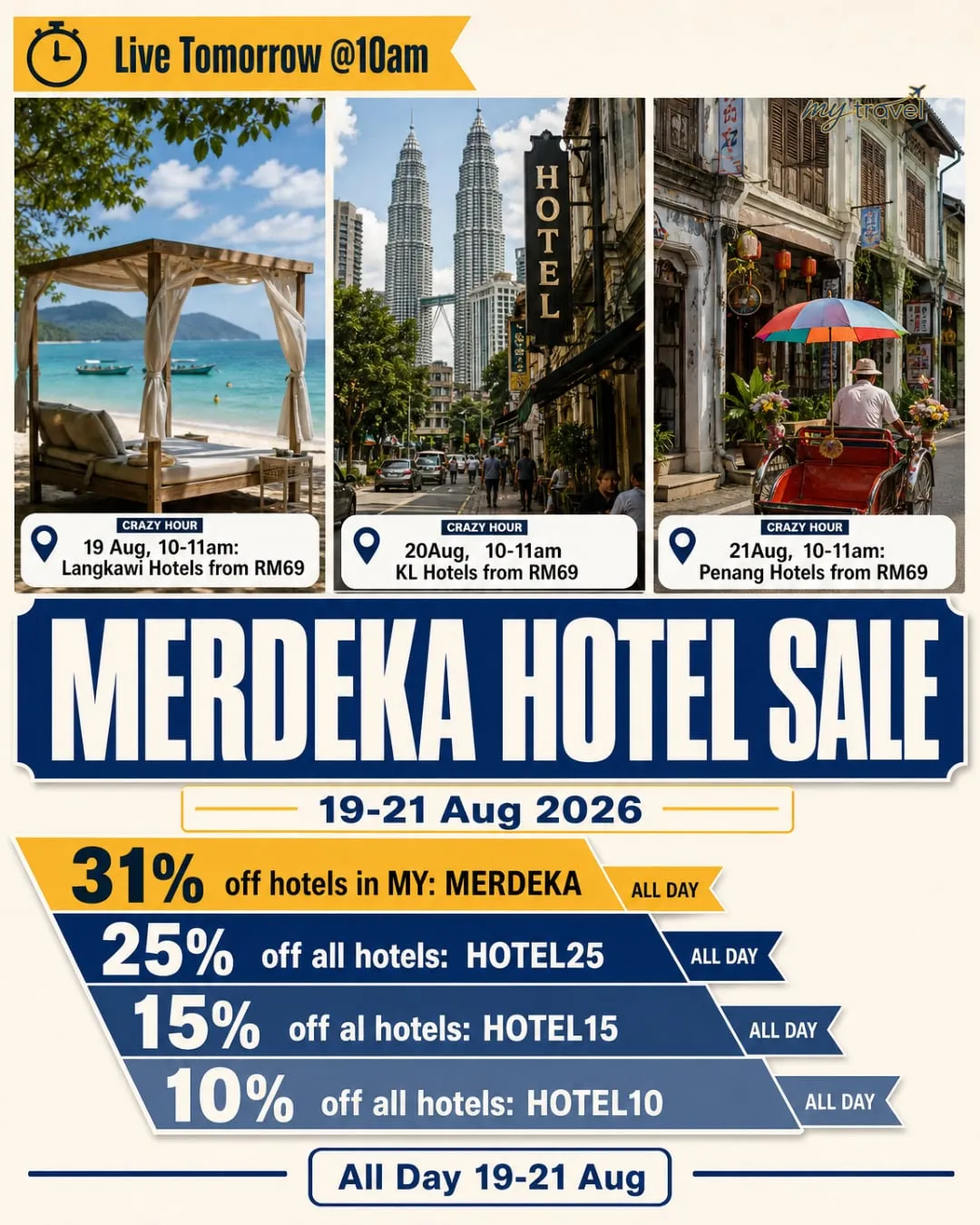 Merdeka Hotel Sale: hotels from RM69, live tomorrow at 10am, Facebook post